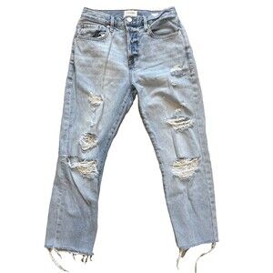 Frame Le Original Jeans 26 Light Wash Distressed Cut Off Mid Rise